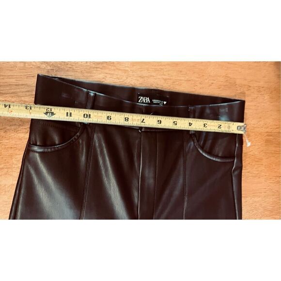 ZARA BROWN FAUX LEATHER WOMENS PANTS SIZE S - Picture 10 of 13